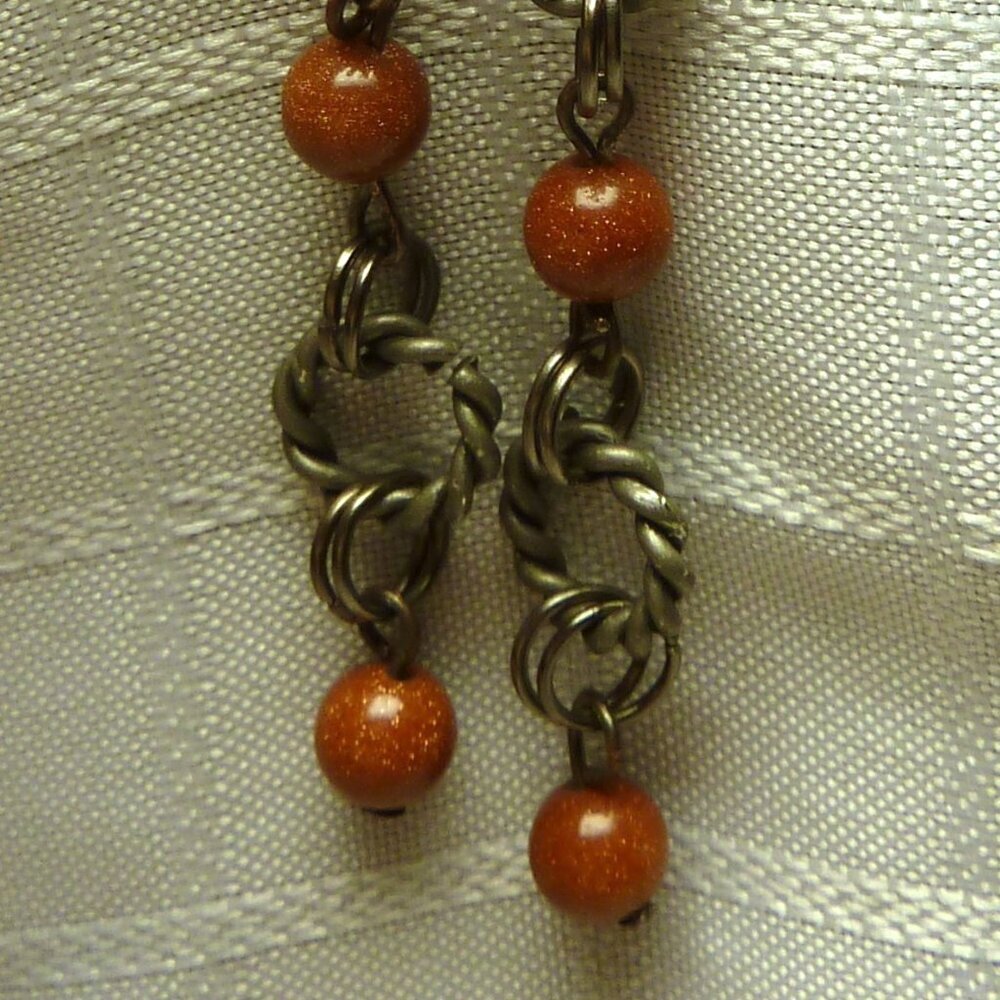 No 149 Handmade earrings with polished stones and antique rings